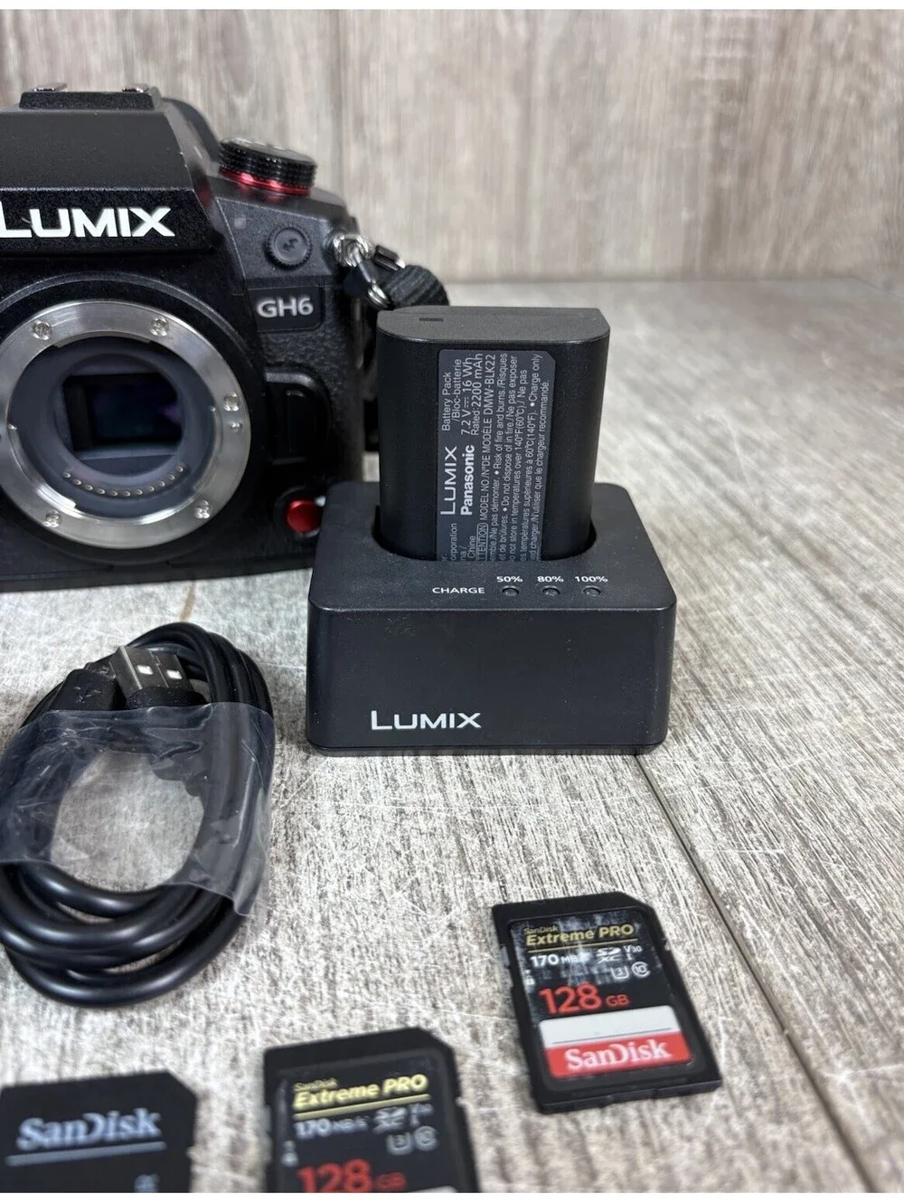 Panasonic Lumix GH6 25.2MP Mirrorless Camera Body Bundle Batteries & Charger